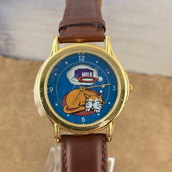 Vintage Sleeping Cat Dreaming has a Mystery Window Dial Second Hand - Picture 1 of 7